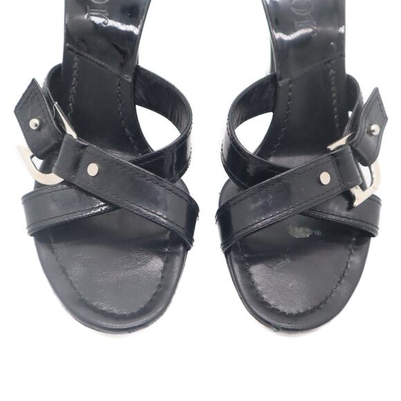 Dior D-Ring Criss Cross Patent Heeled Sandals 37 - Picture 6 of 15